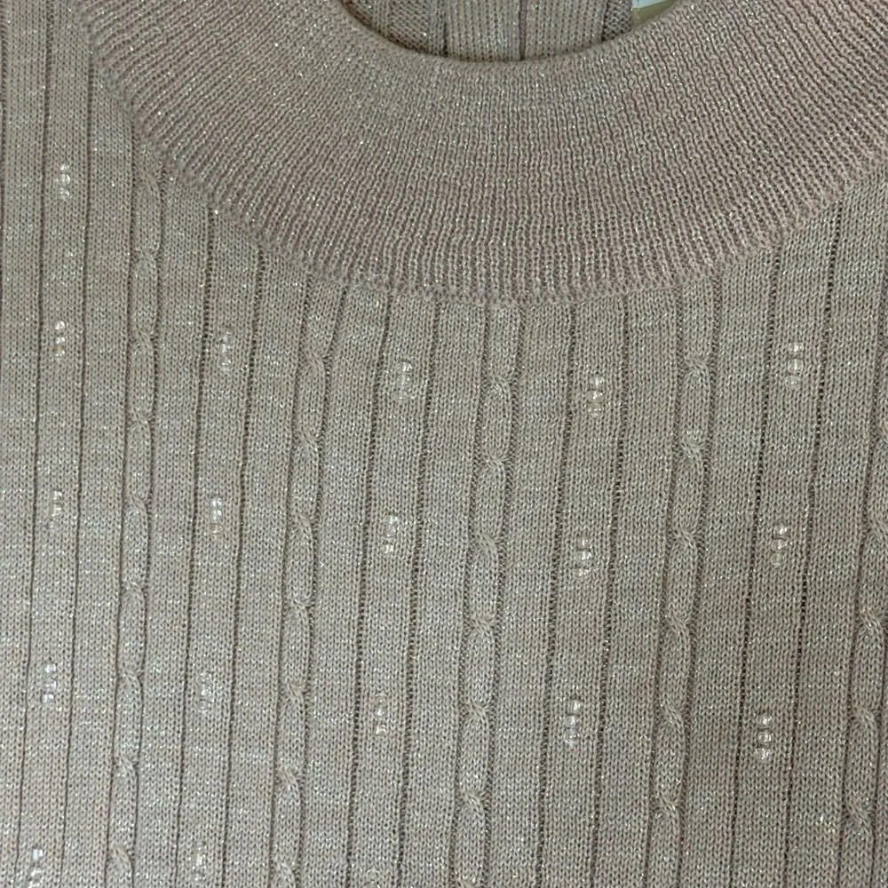 Alfred Dunner Pink Knit Short Sleeve Sweater Ribbed Sparkle Vintage Y2K Retro